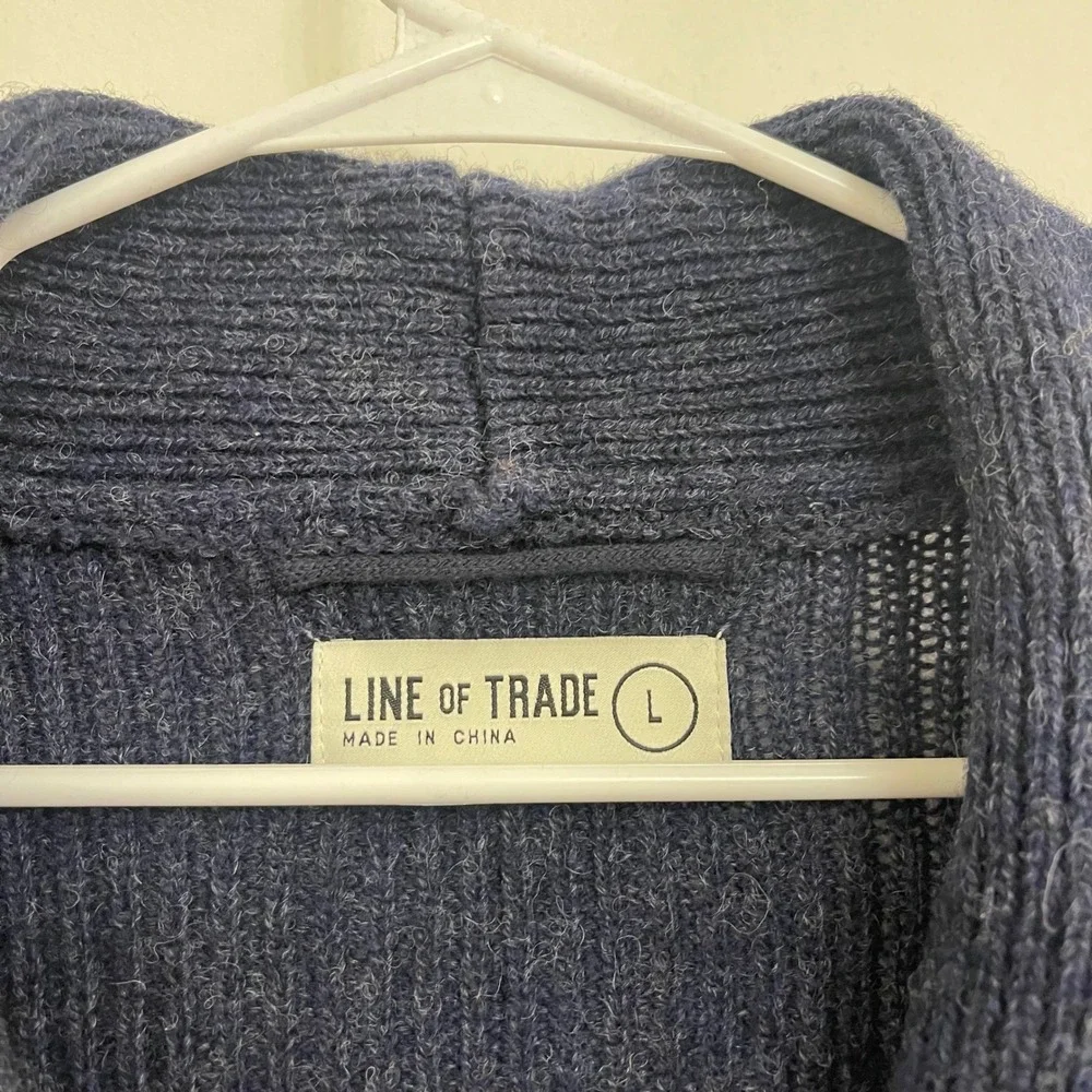 Line of Trade Shetland Wool Blue Long Cardigan Sweater Fall Winter Grandpacore